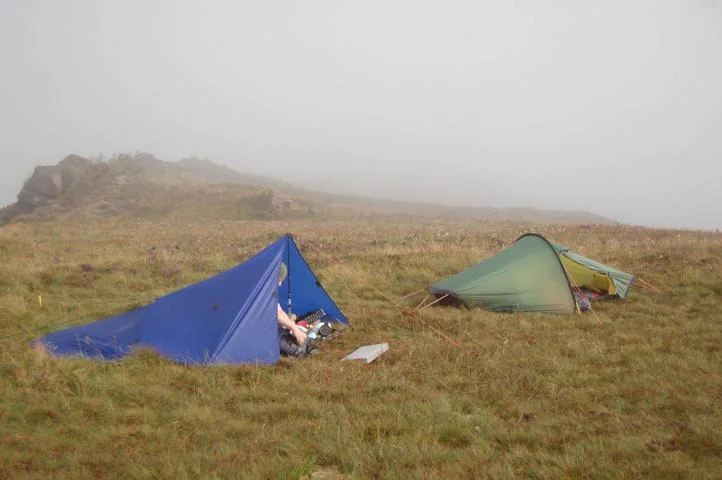 Roaches wild camp in mist